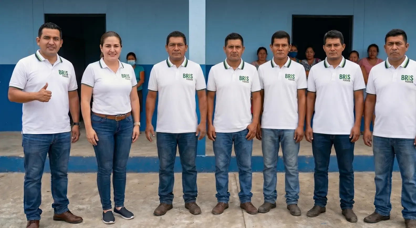 Equipo de BrisFoods frente a la planta